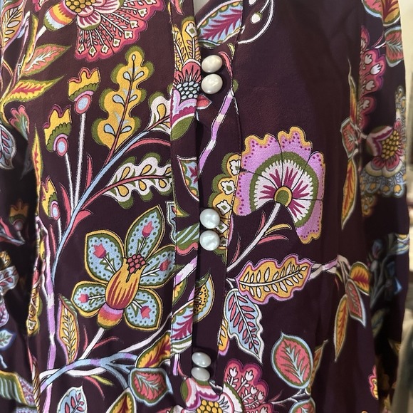 Anthropologie Lori Tunic Dress Size XS,Floral, Vacation. Mother Of Pearl Buttons - Picture 10 of 10